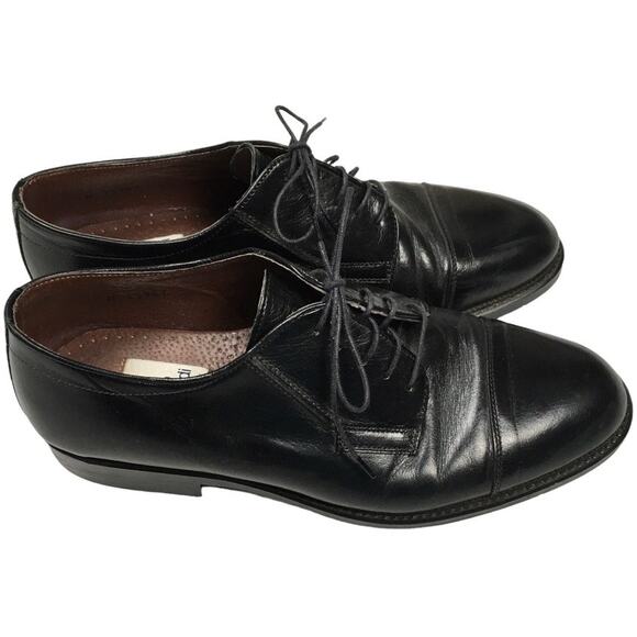 Carlo Morandi Dress Shoes Black Leather Cap Toe Lace-Up Men's 10 Made in Italy - Picture 1 of 10